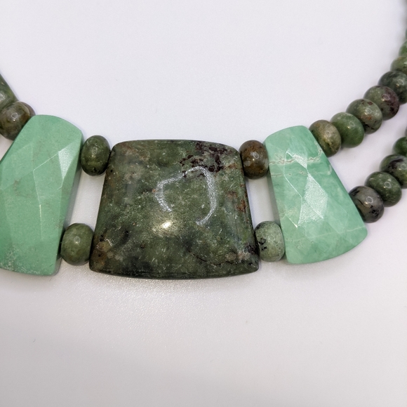 Green Opal and Variscite Gemstone Necklace Jay King - Picture 4 of 12